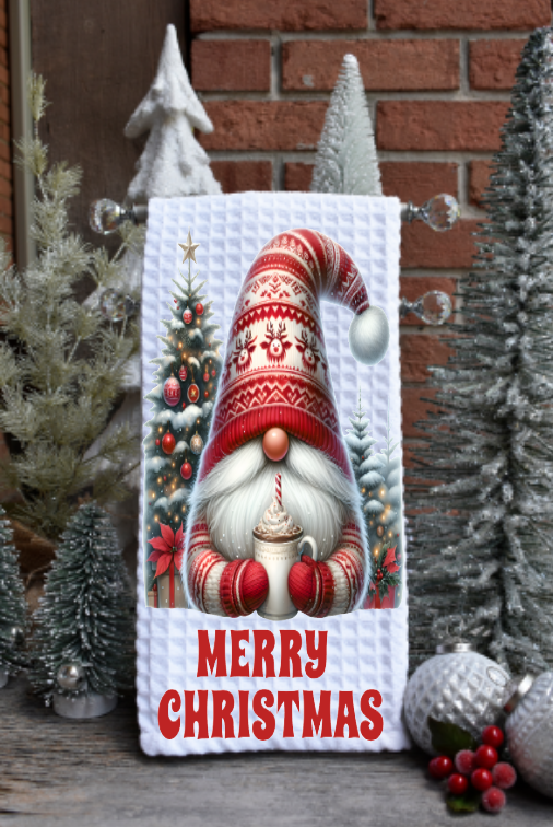 Merry Christmas Gnome Dish Towels